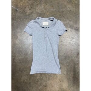 Aeropostale Polo Shirt Womens Small Gray Short Sleeve Butterfly Logo